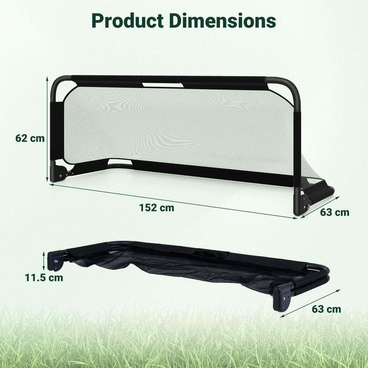 152 x 62 CM Foldable Soccer Goal for Kids with Net and Ground Stakes