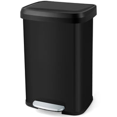 50 L Stainless Steel Step Trash Can with Deodorizer Compartment-Black