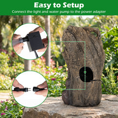 53cm Outdoor Water Fountain 4-Tier Tabletop Cascading Rock Waterfall Feature with 3 LED Lights and Pump