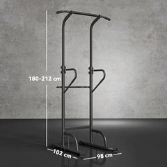 HOMCOM Power Tower Dip Station Pull Up Bar Multi-Function Push Up Equipment with Adjustable Height for Home Gym Strength Training Workout Fitness