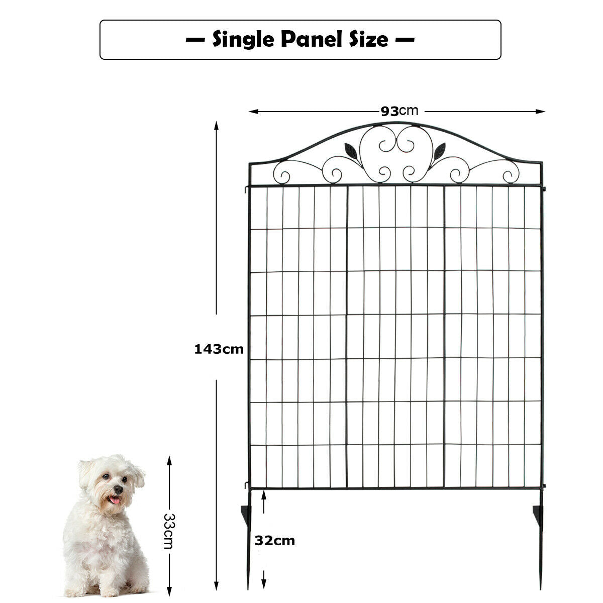 4 Panels Folding Iron Decorative Garden Fence Interlockable
