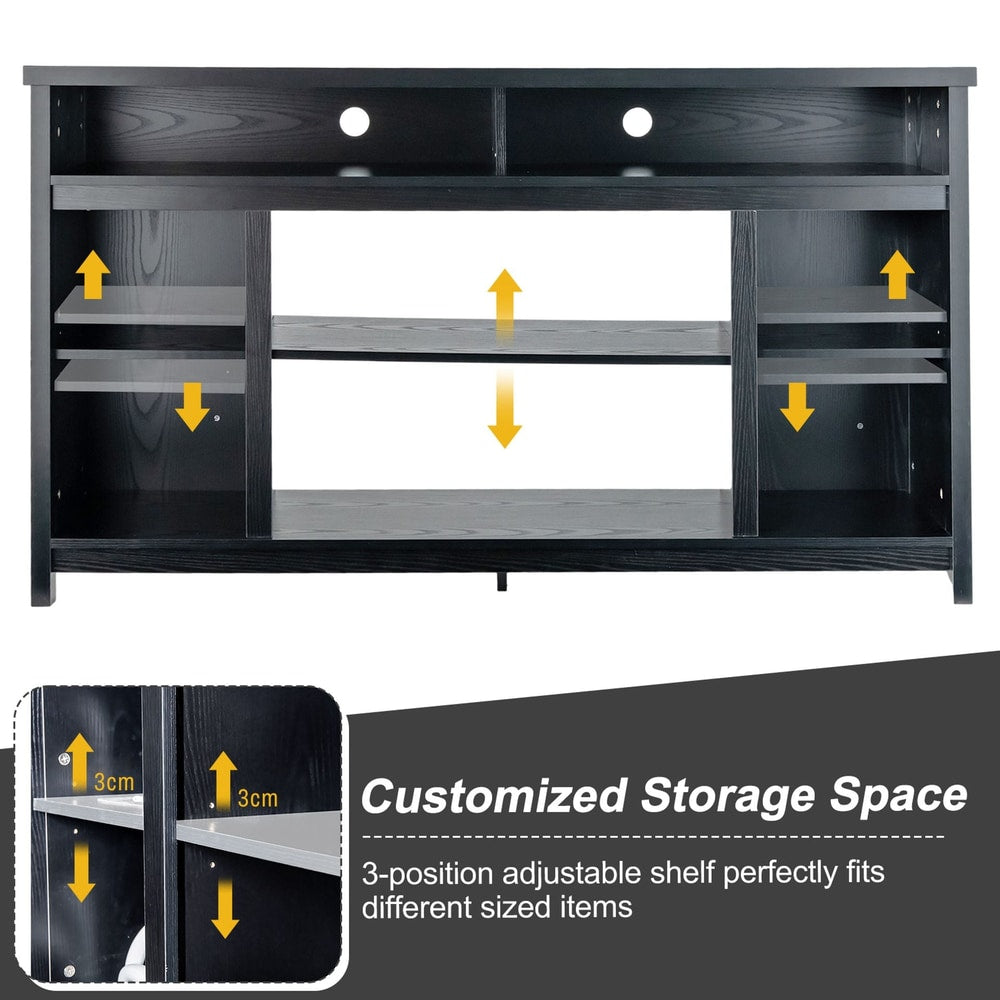 58 Inch TV Stand and Electric Fireplace Bundle with Adjustable Shelves