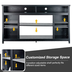 58 Inch TV Stand and Electric Fireplace Bundle with Adjustable Shelves