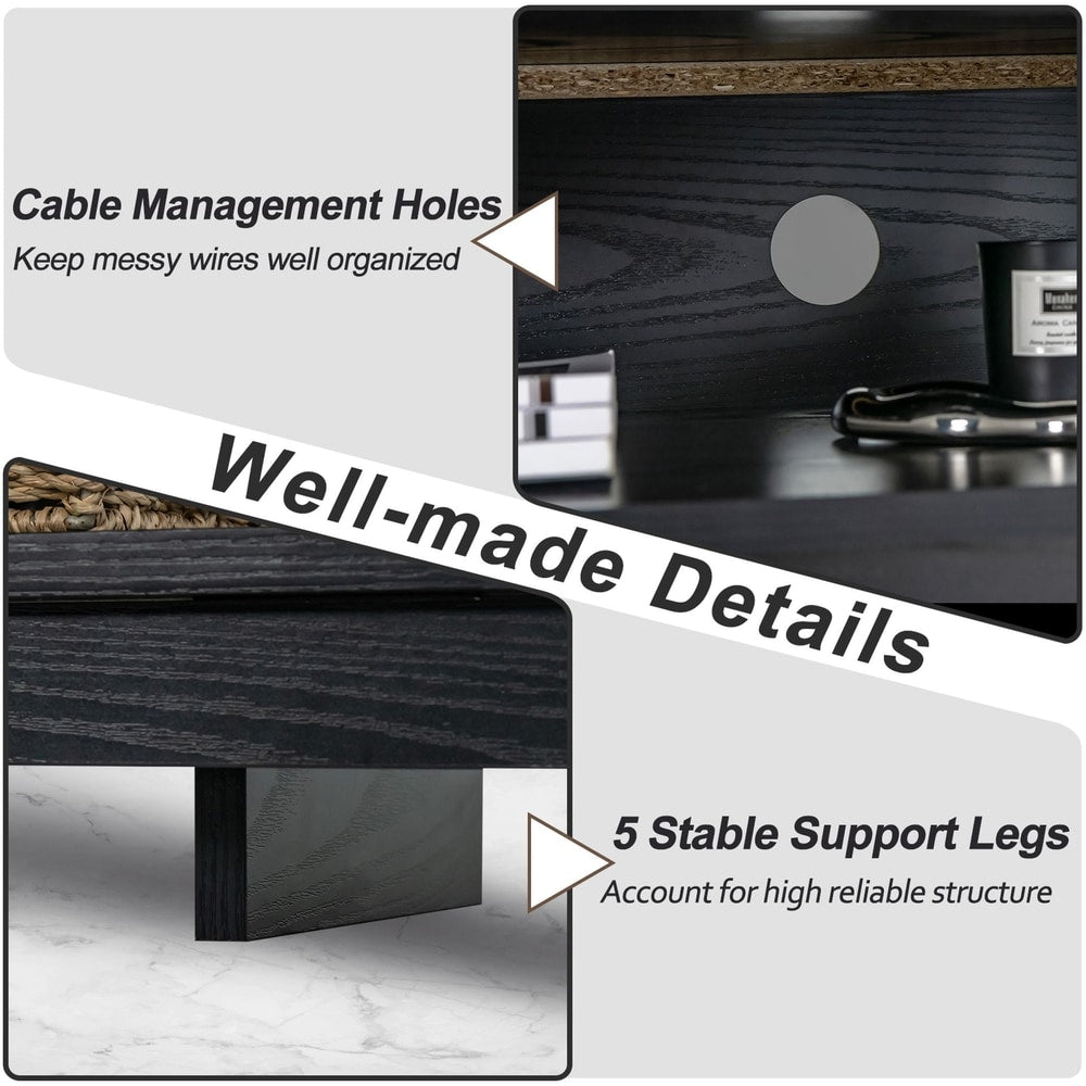 58 Inch TV Stand and Electric Fireplace Bundle with Adjustable Shelves