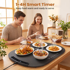 59 x 40 cm Food Warming Mat with Rapid Heating and Carrying Bag Included-Grey