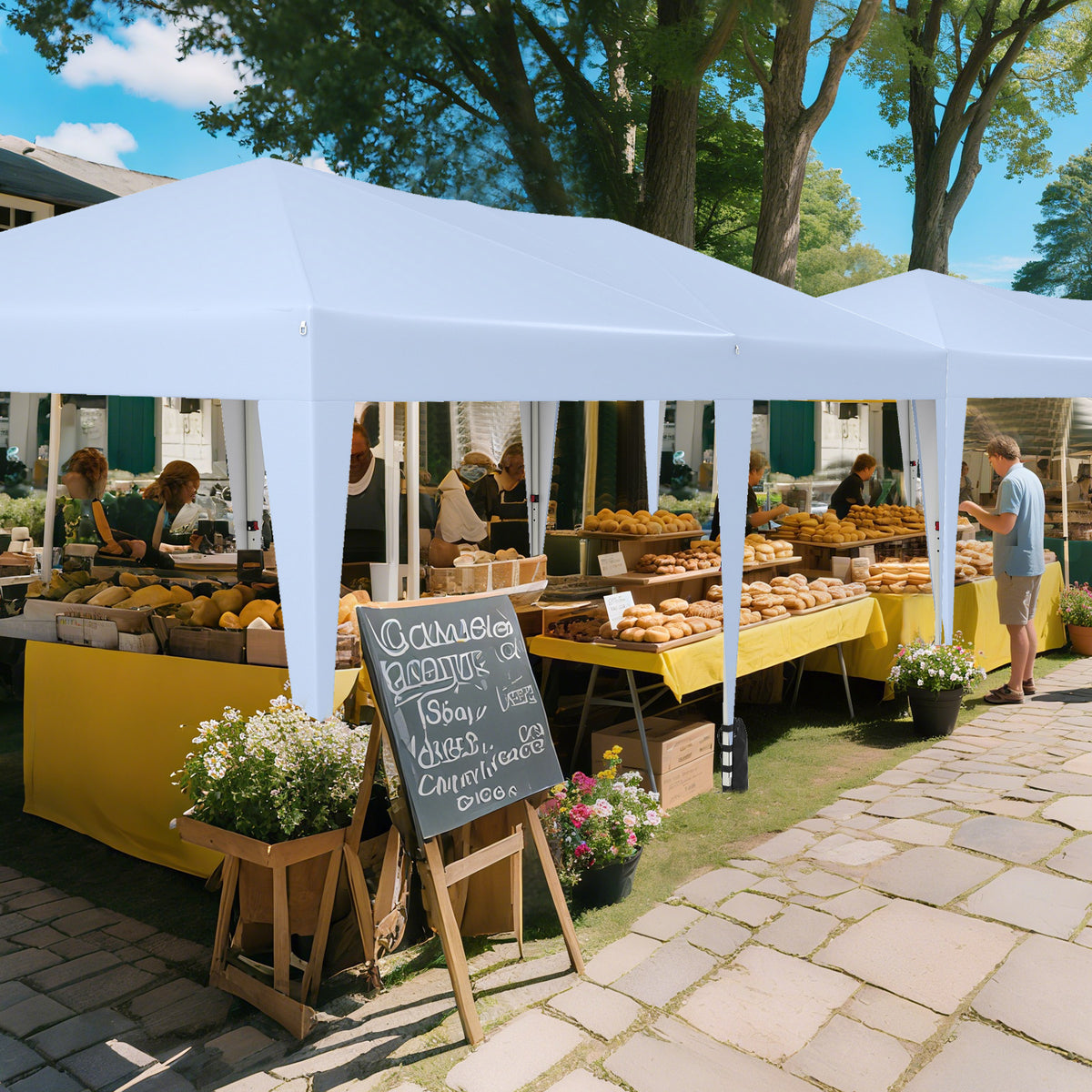 590 x 300 CM Outdoor Pop up Canopy Tent with Wheeled Bag-White