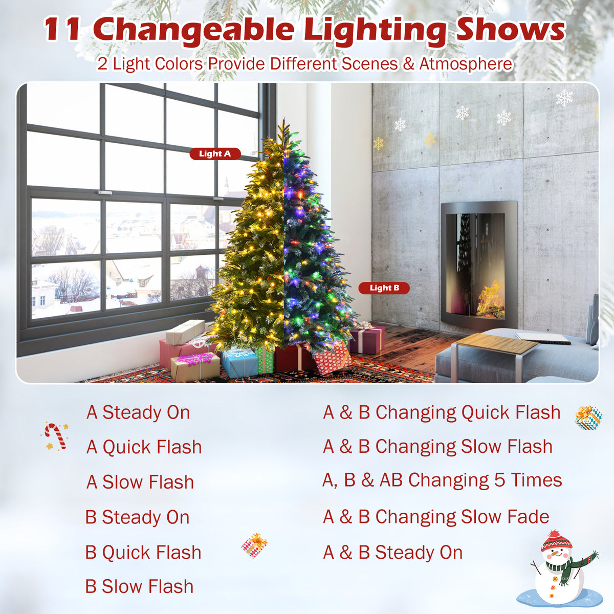 5/6 Feet Artificial Christmas Tree with LED Lights and Tips-5 ft