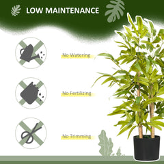 HOMCOM Artificial Plants Bamboo Tree in Pot Desk Fake Plants for Home Indoor Decor, 15x15x60cm, Green