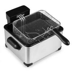 5L Electric Deep Fryer with 3 Baskets and LED Touch Screen for Kitchen-Silver