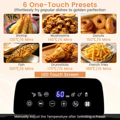 5L Electric Deep Fryer with 3 Baskets and LED Touch Screen for Kitchen-Silver