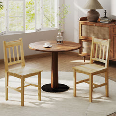 HOMCOM Dining Chairs Set of 2, Kitchen Chair with Slat Back, Pine Wood Structure for Living Room and Dining Room, Natural