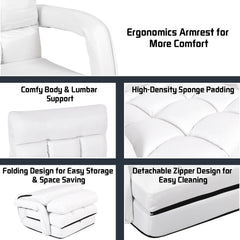 Adjustable Folding Floor Lazy Chair with Pillow-White