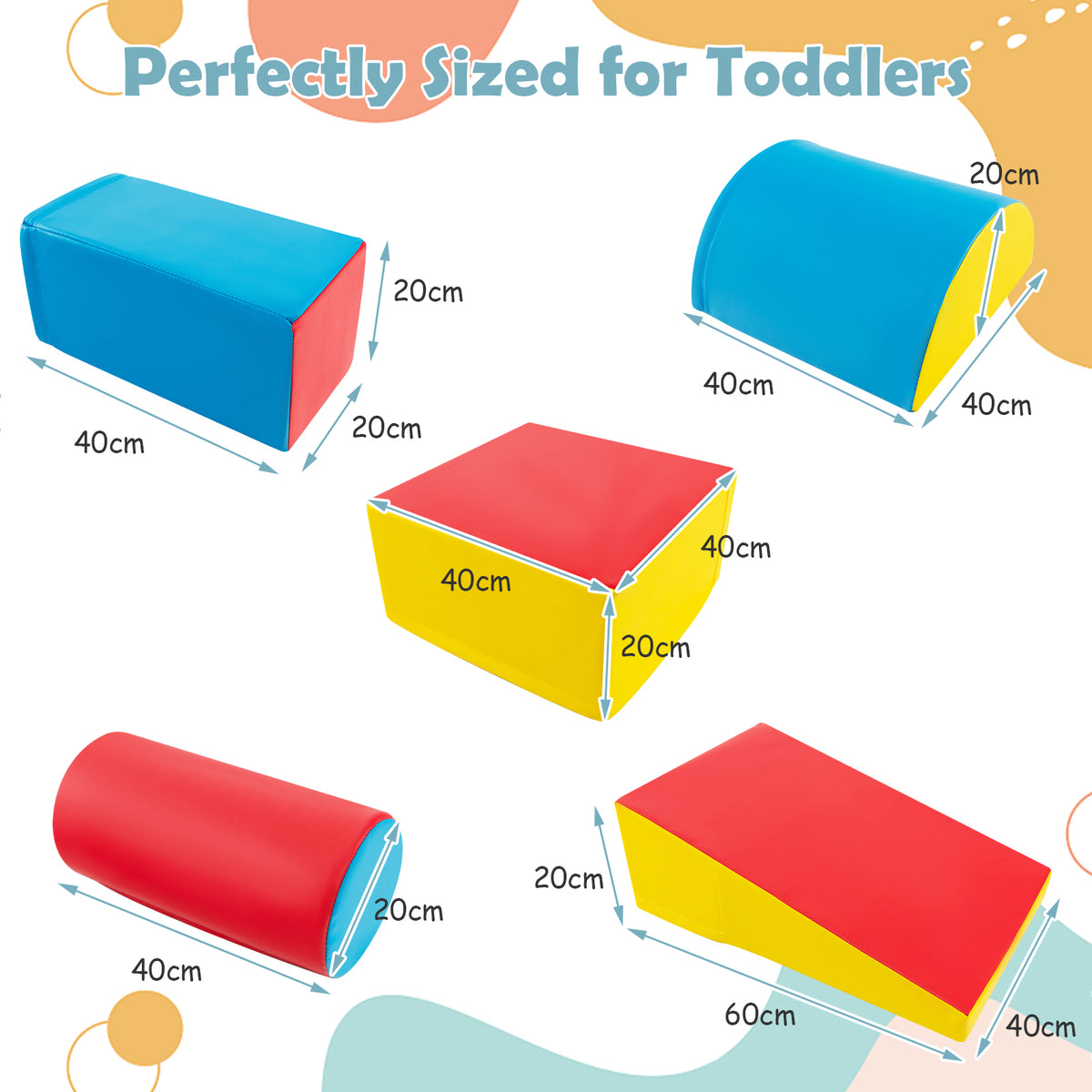 5-Piece Soft Waterproof Kids Climb and Crawl Activity Playset-Blue & Red
