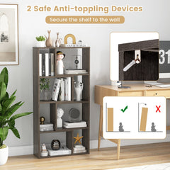 5-Tier Geometric Bookshelf in Grey