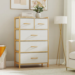 5-Drawer Bamboo Chest of Drawers Vertical Storage Tower-Natural