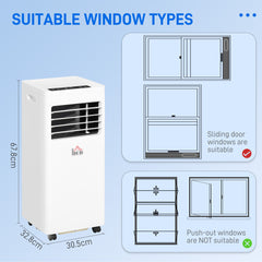 HOMCOM 7000 BTU Air Conditioning Unit, 3-in-1 Portable Air Conditioner, Dehumidifier, Cooling Fan with 2 Speeds, 24H Timer, Remote Control, Digital Display, Window Venting Kit, 26m²