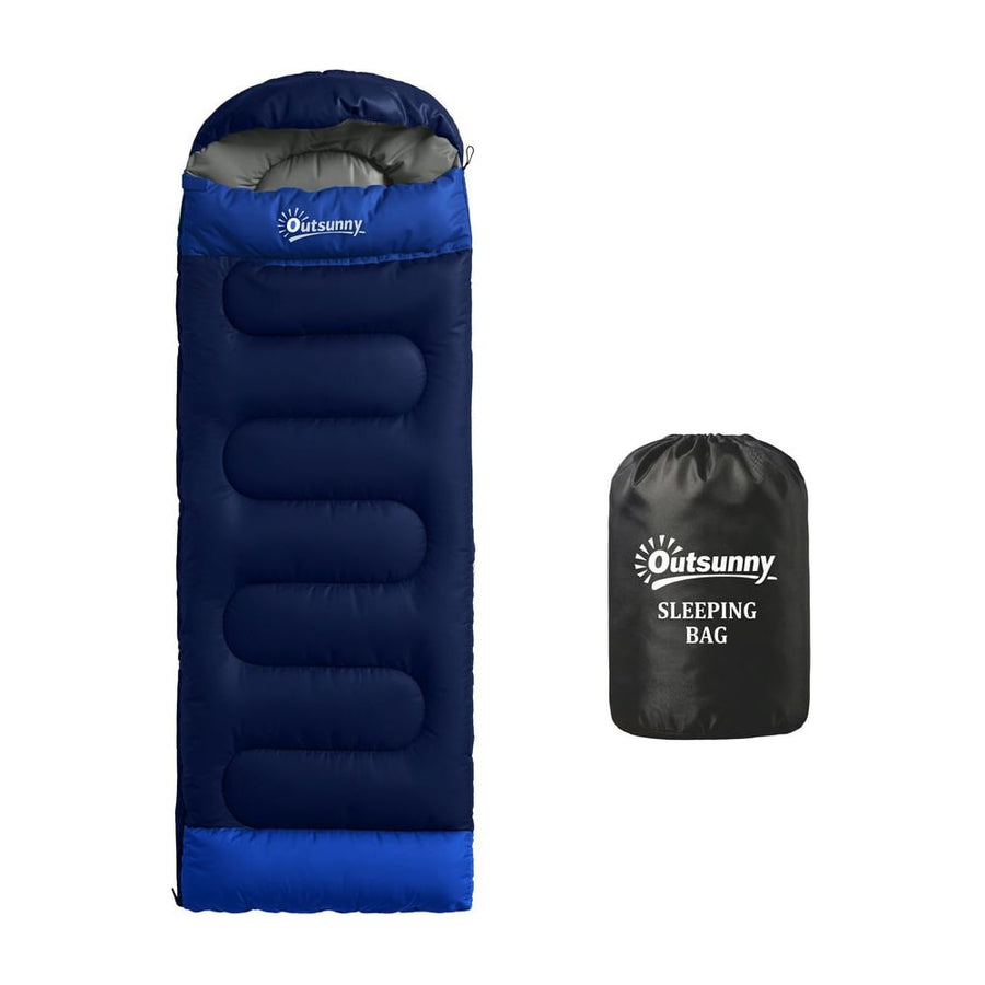 Outsunny Sleeping Bag for Adults, Lightweight & Compact Sleeping Bag, 3 Seasons, Navy Blue