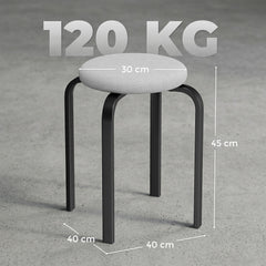 HOMCOM Stackable Stools Modern Cushioned Round Backless Stools Set of 4 Kitchen Dining Room Grey