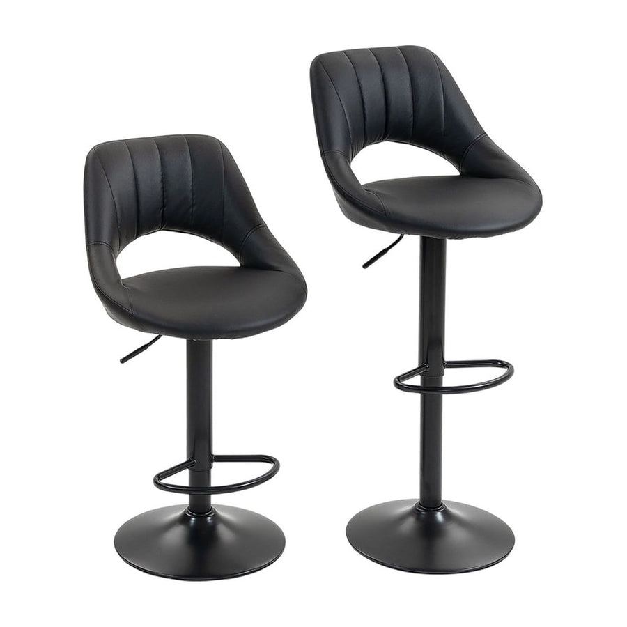 HOMCOM Set of Two Faux Leather Bar Stools - Black