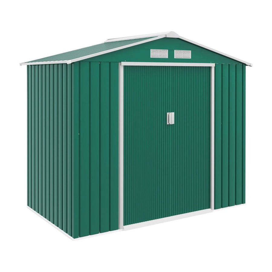 Outsunny 7 x 4ft Metal Garden Shed, Outdoor Storage Tool House with Ventilation Slots, Foundation Kit and Lockable Double