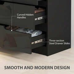 HOMCOM Chest of Four High Gloss Front Drawers - Black