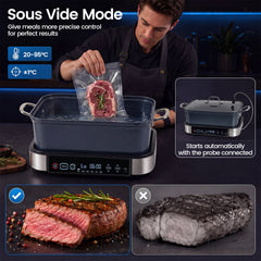 6.5L 6-in-1 Multi Cooker with Sous Vide & Steam Functions and Adjustable Timer Temp