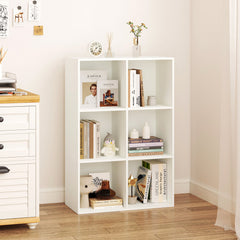 6-Cube Bookcase 3-Tier Storage Organizer with Anti-Tipping Kits for Living Room Study-White