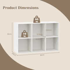 6-Cube Bookcase 3-Tier Storage Organizer with Anti-Tipping Kits for Living Room Study-White
