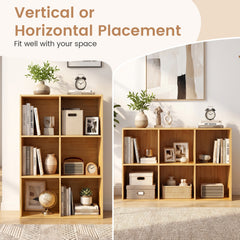 6-Cube Bookcase 3-Tier Storage Organizer with Anti-Tipping Kits for Living Room Study-Yellow