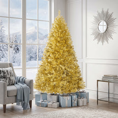 6 FT Artificial Christmas Tree with 1034 Branch Tips and Shimmering Leaves for Party-Golden