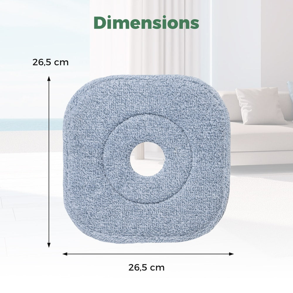 A single microfibre mop pad showing its dimensions