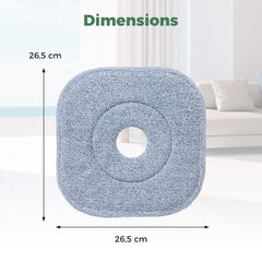 A single microfibre mop pad showing its dimensions
