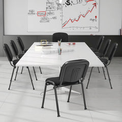 6-Pack Conference Chair Set with Metal Frame and Padded Cushion-Black