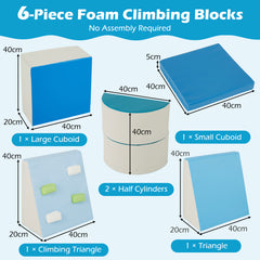 6 Piece Foam Climbing Toys for Toddlers with PU Leather Cover-Blue