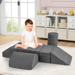 6-Piece Baby Climbing Blocks with Skin-Friendly Chenille Fabric-Grey