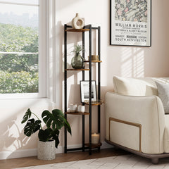 6-Tier Plant Stand Tiered Storage Shelf with 6 Fan-Shaped Shelves-Rusitcbrown