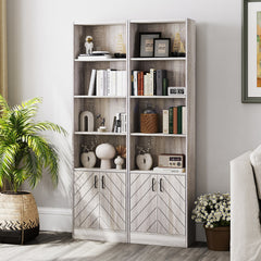 6-Tier 180cm Tall Bookshelf with Double Doors Open Cubes-Grey