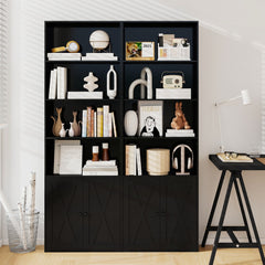Two of the tall bookcases placed side by side in a home office setting