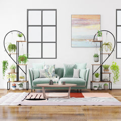 6-Tier Metal Plant Stand Heart-Shape Ladder Plant Shelves -Rustic Brown