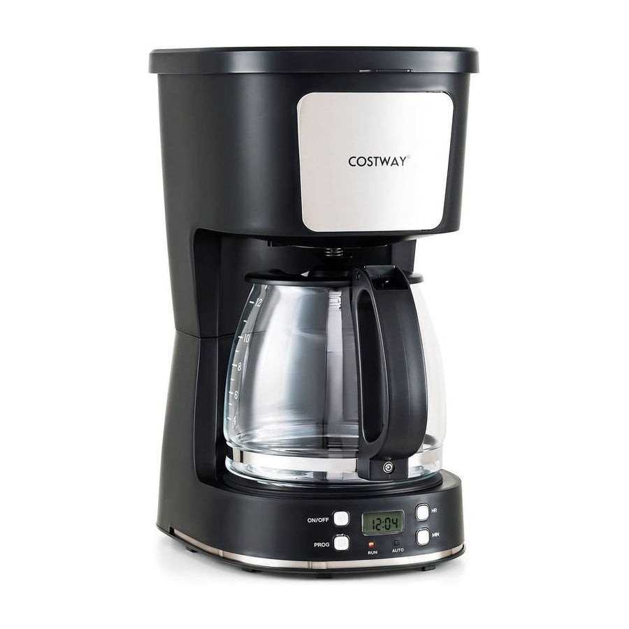 6 Cup Drip Coffee Machine with a glass carafe and digital control panel on a plain white background