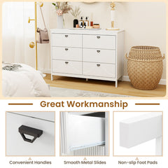 6-Drawer Wooden Chest of Drawers with Handles-white
