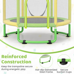 6-in-1 Kids Trampoline 140 cm Indoor Outdoor Trampoline with Swing-Yellow and Green