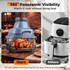 6-in-1 Portable Glass Air Fryer with Lids Built-in Thermostat-Blue