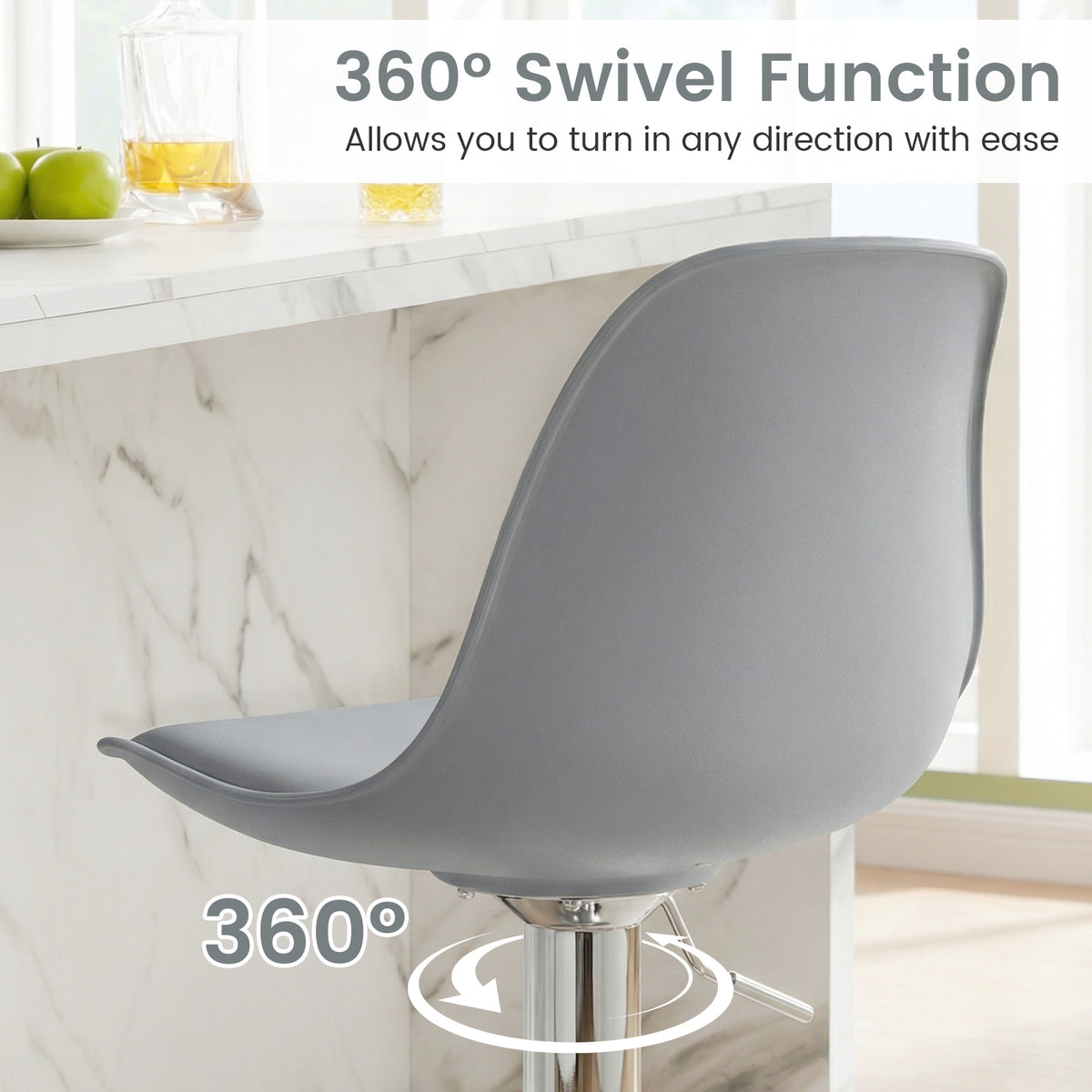 60-82 cm Seat Height Bar Stools Set of 2 with Backrests-Grey