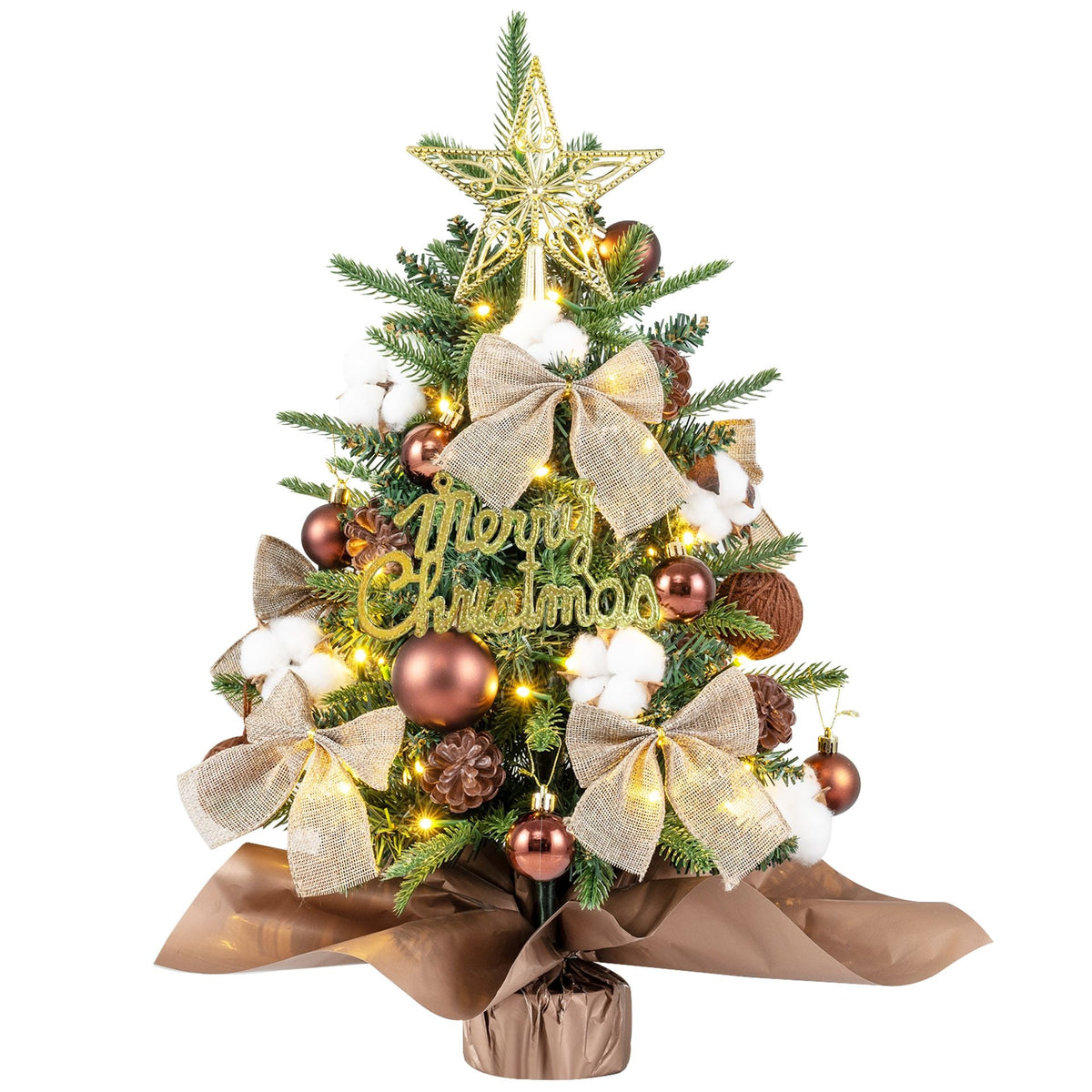 60 cm Tabletop Christmas Tree with Ornaments and 85 Branch Tips