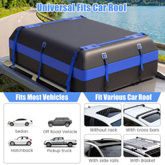 The rooftop cargo carrier bag shown on different types of car roofs