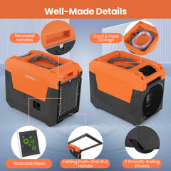 60L/Day Commercial Dehumidifier with Pump Portable Industrial Dehumidifier-Orange