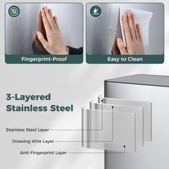 60L Trash Can Stainless Steel Garbage Can with 2 Removable Inner Buckets-Silver