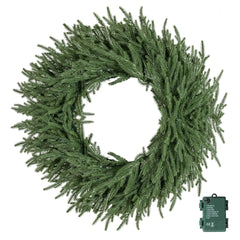 60cm Artificial Pre-Lit Christmas Wreath with Warm White LED Lights