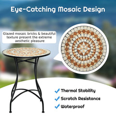 Close-up of the mosaic tabletop and its features